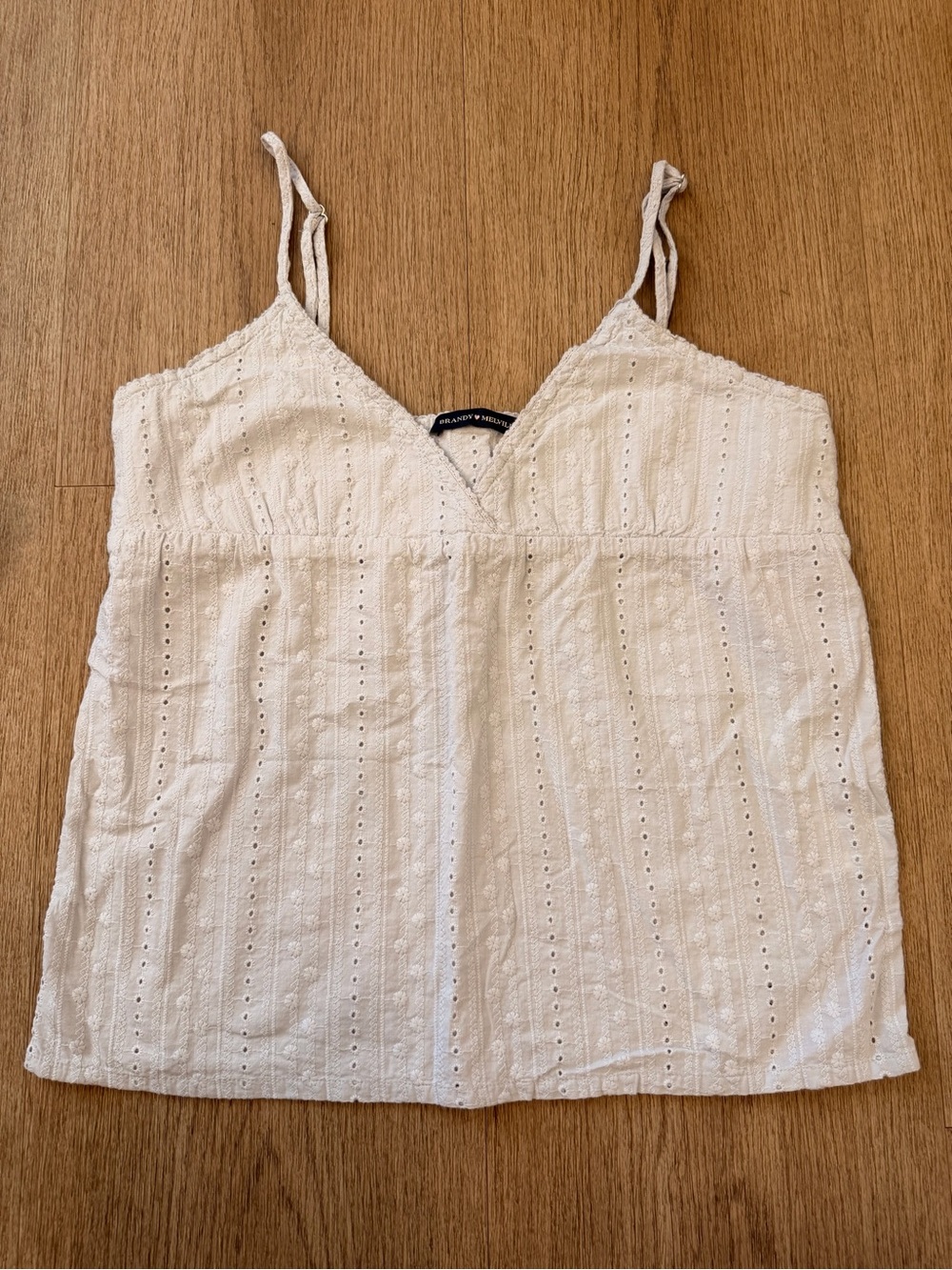 Brandy Melville Light Blue Eyelet V-Neck Cami Top